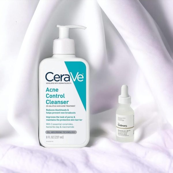 Pack Of 2 Cerave Acne Control Cleanser 237ml + Niacinamide Serum 30ml Deal